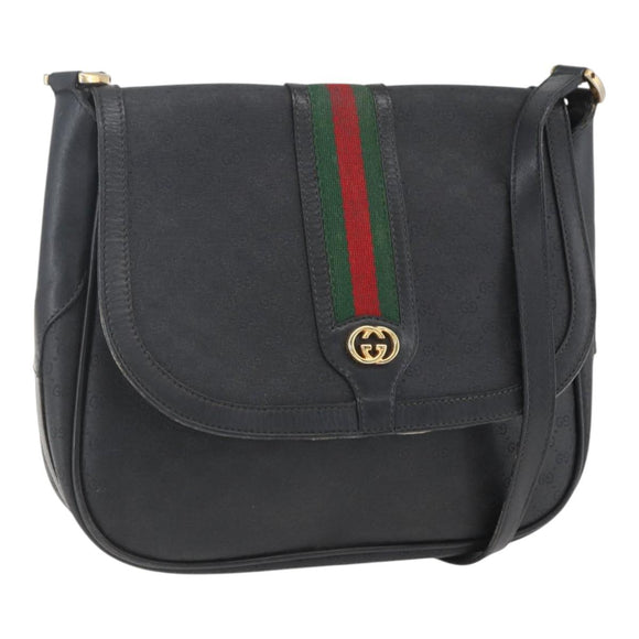 GUCCI Micro GG Supreme Web Sherry Line Bag PVC Black 001 116 0914 Auth 158025