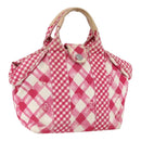CHANEL Cruise Line Hand Bag Canvas Pink Silver CC Auth 158031-1