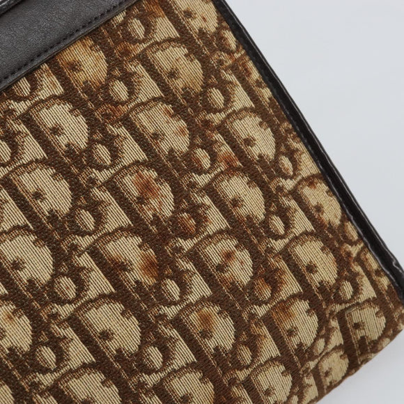 Christian Dior Trotter Canvas Shoulder Bag Beige Gold Auth 158032