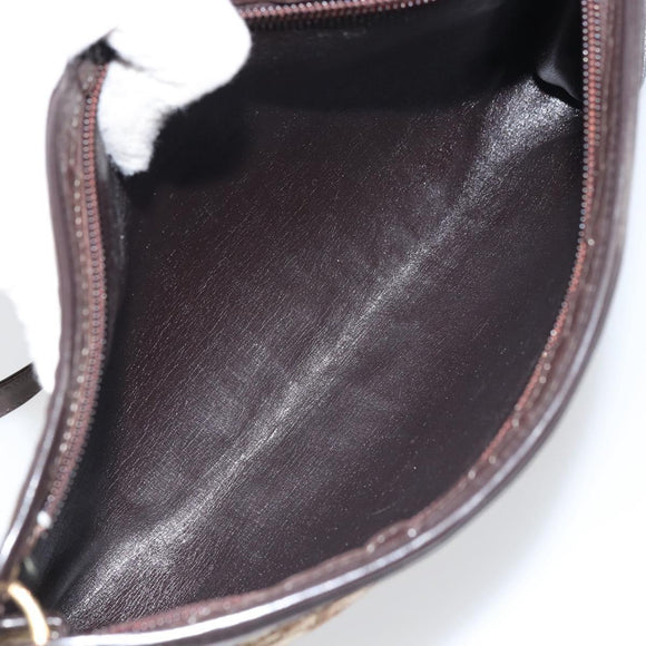 Christian Dior Trotter Canvas Shoulder Bag Beige Gold Auth 158032