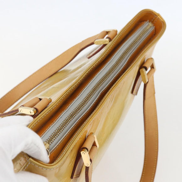 LOUIS VUITTON Monogram Vernis Houston Hand Bag Beige M91004 LV Auth 158036