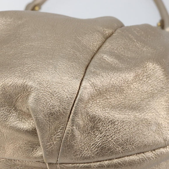 Salvatore Ferragamo Vala Hand Bag Leather Gold Auth 158040