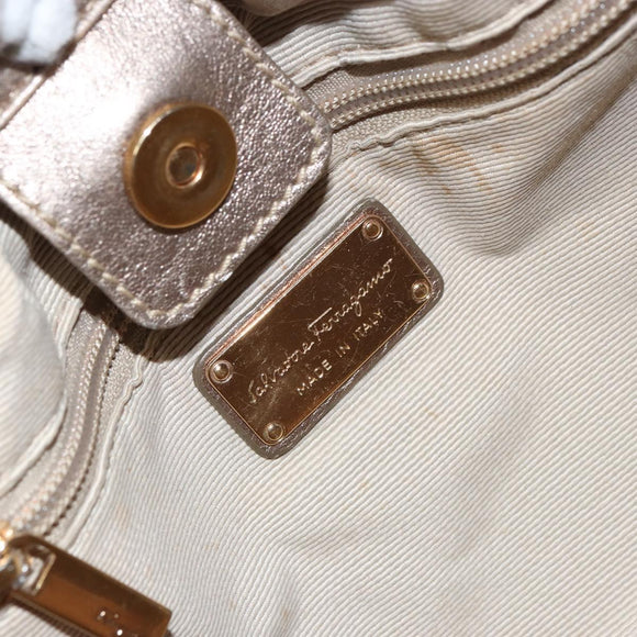 Salvatore Ferragamo Vala Hand Bag Leather Gold Auth 158040
