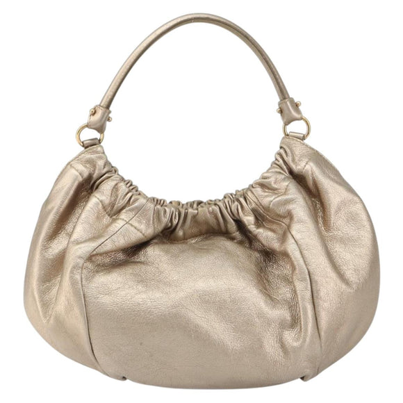 Salvatore Ferragamo Vala Hand Bag Leather Gold Auth 158040