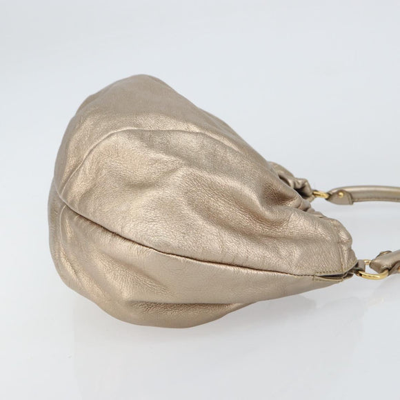 Salvatore Ferragamo Vala Hand Bag Leather Gold Auth 158040
