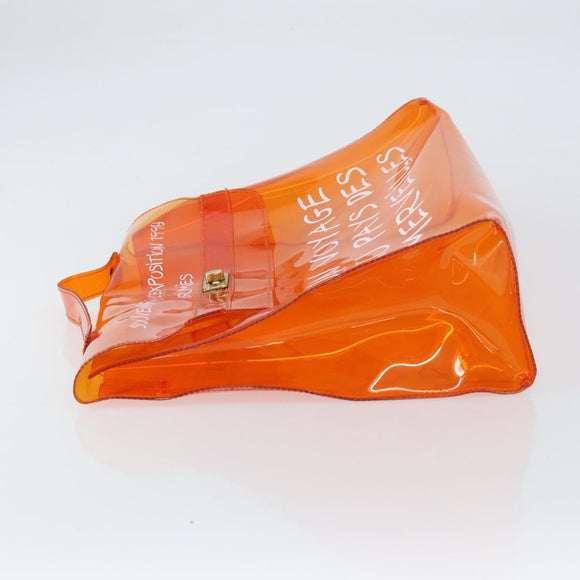HERMES Vinyl Kelly Hand Bag Vinyl Orange Auth 158041
