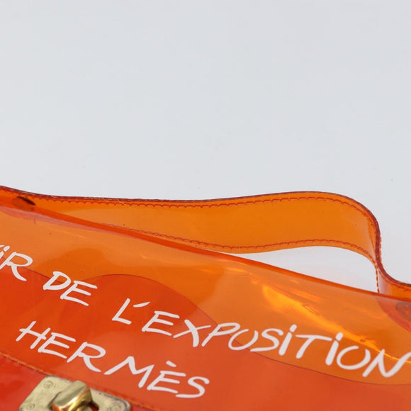 HERMES Vinyl Kelly Hand Bag Vinyl Orange Auth 158041