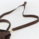 CELINE Circle Hand Bag Leather 2way Brown Gold Auth 158043-14