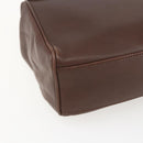 CELINE Circle Hand Bag Leather 2way Brown Gold Auth 158043-15