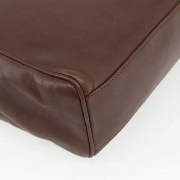 CELINE Circle Hand Bag Leather 2way Brown Gold Auth 158043