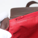 CELINE Circle Hand Bag Leather 2way Brown Gold Auth 158043-19