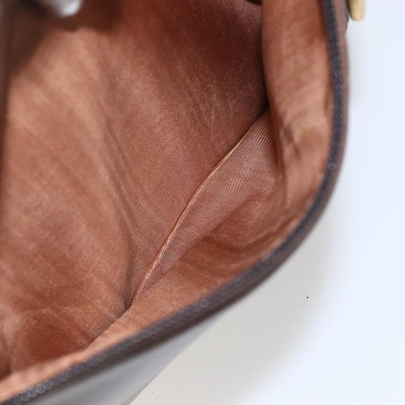 CELINE Circle Hand Bag Leather 2way Brown Gold Auth 158043