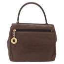 CELINE Circle Hand Bag Leather 2way Brown Gold Auth 158043-2