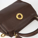 CELINE Circle Hand Bag Leather 2way Brown Gold Auth 158043-6