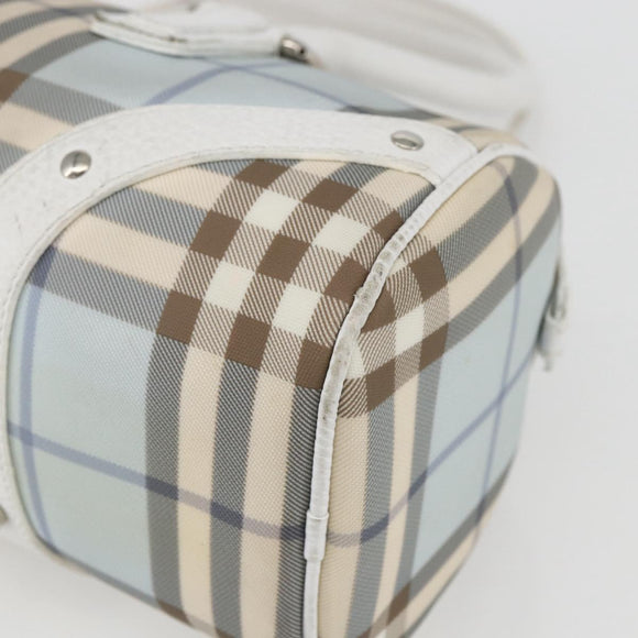 BURBERRY Nova Check Shoulder Bag PVC Light Blue Silver Auth 158044