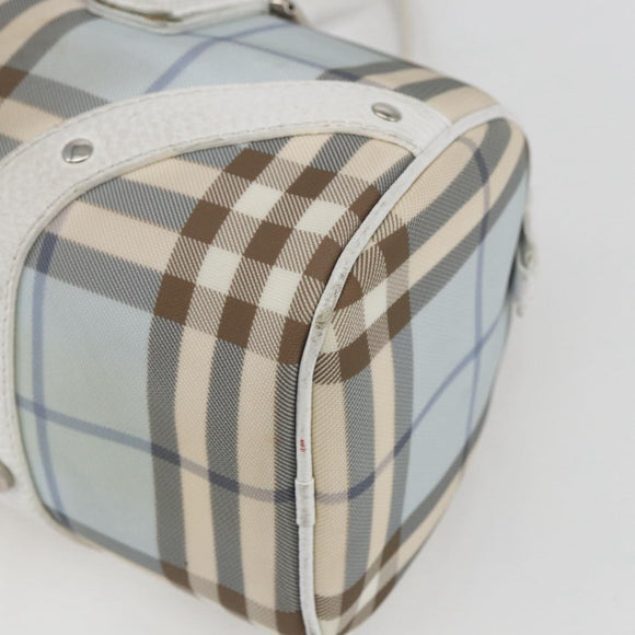 BURBERRY Nova Check Shoulder Bag PVC Light Blue Silver Auth 158044