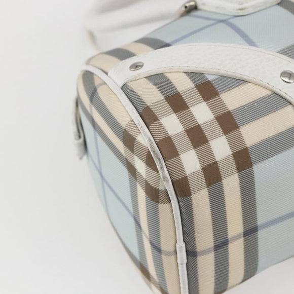 BURBERRY Nova Check Shoulder Bag PVC Light Blue Silver Auth 158044