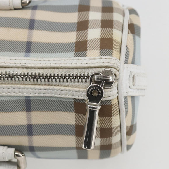 BURBERRY Nova Check Shoulder Bag PVC Light Blue Silver Auth 158044