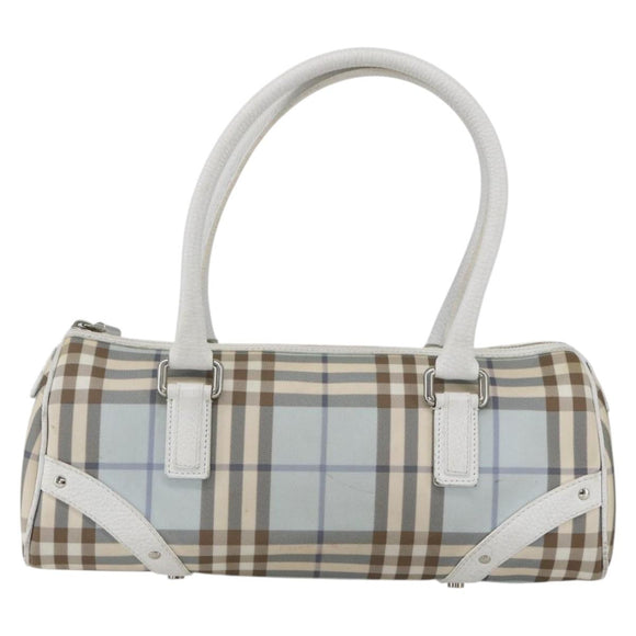 BURBERRY Nova Check Shoulder Bag PVC Light Blue Silver Auth 158044