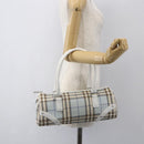 BURBERRY Nova Check Shoulder Bag PVC Light Blue Silver Auth 158044-22