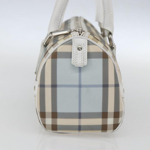 BURBERRY Nova Check Shoulder Bag PVC Light Blue Silver Auth 158044