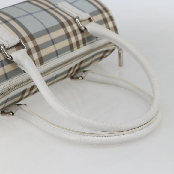 BURBERRY Nova Check Shoulder Bag PVC Light Blue Silver Auth 158044