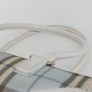 BURBERRY Nova Check Shoulder Bag PVC Light Blue Silver Auth 158044-8