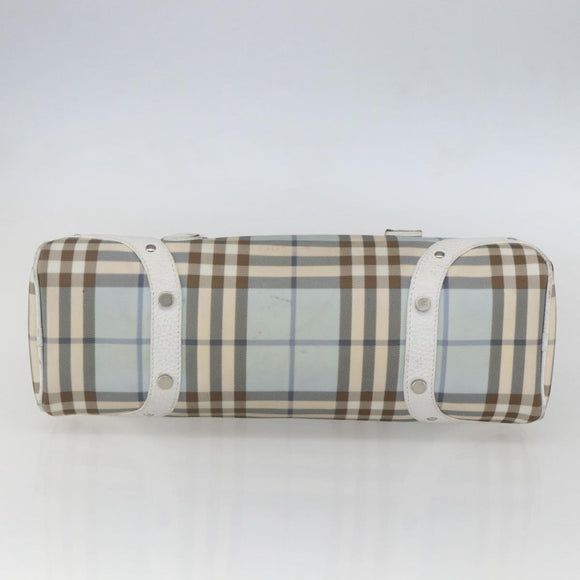 BURBERRY Nova Check Shoulder Bag PVC Light Blue Silver Auth 158044