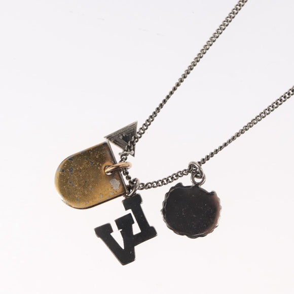 LOUIS VUITTON Collier Charms LV League LV Printed Initials Silver LV Auth 158055