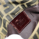 FENDI Zucca Canvas Shoulder Bag Black Brown Auth 158056-18