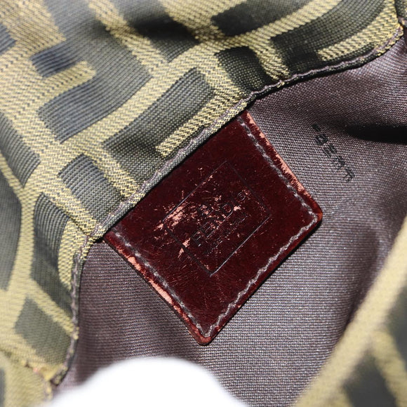 FENDI Zucca Canvas Shoulder Bag Black Brown Auth 158056