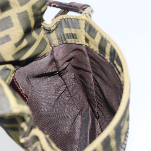 FENDI Zucca Canvas Shoulder Bag Black Brown Auth 158056
