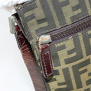 FENDI Zucca Canvas Shoulder Bag Black Brown Auth 158056-21