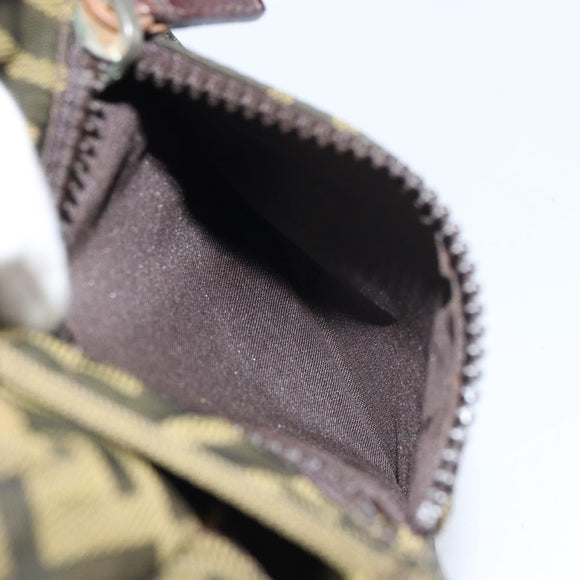 FENDI Zucca Canvas Shoulder Bag Black Brown Auth 158056