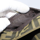 FENDI Zucca Canvas Shoulder Bag Black Brown Auth 158056-12