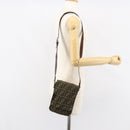 FENDI Zucca Canvas Shoulder Bag Black Brown Auth 158056-23