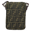 FENDI Zucca Canvas Shoulder Bag Black Brown Auth 158056-2