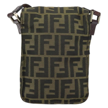 FENDI Zucca Canvas Shoulder Bag Black Brown Auth 158056 - 0