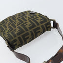FENDI Zucca Canvas Shoulder Bag Black Brown Auth 158056-6