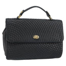 BALLY Hand Bag Leather Black Gold Auth 158057-1