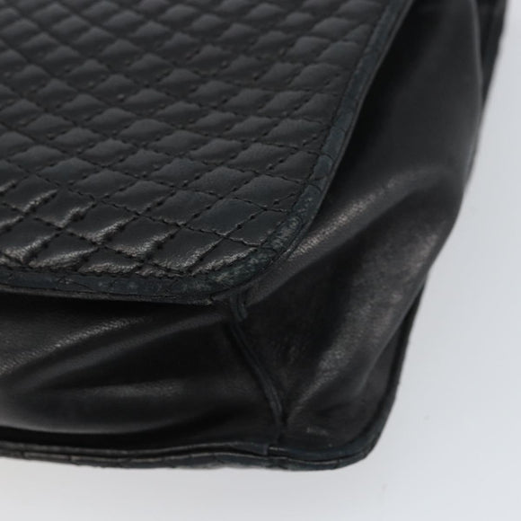 BALLY Hand Bag Leather Black Gold Auth 158057