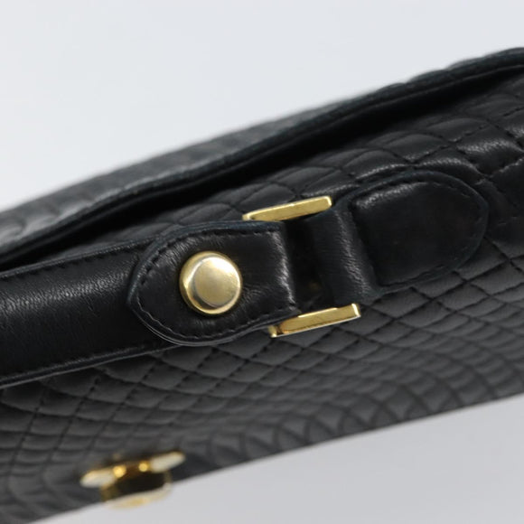 BALLY Hand Bag Leather Black Gold Auth 158057
