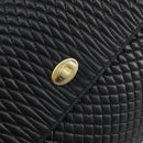 BALLY Hand Bag Leather Black Gold Auth 158057-17