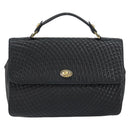 BALLY Hand Bag Leather Black Gold Auth 158057-13