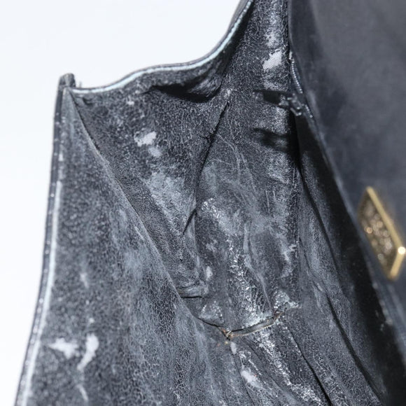 BALLY Hand Bag Leather Black Gold Auth 158057