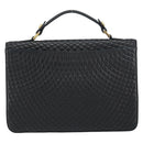 BALLY Hand Bag Leather Black Gold Auth 158057-2