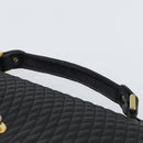BALLY Hand Bag Leather Black Gold Auth 158057-8