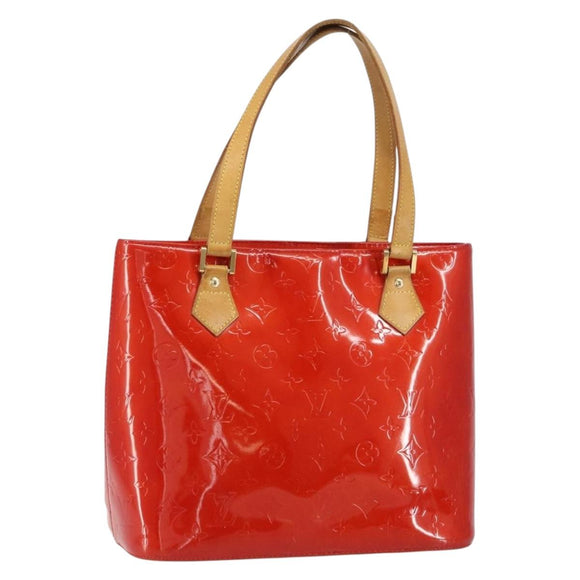 LOUIS VUITTON Monogram Vernis Houston Hand Bag Rouge M91092 LV Auth 158071