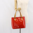 LOUIS VUITTON Monogram Vernis Houston Hand Bag Rouge M91092 LV Auth 158071-26