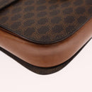 CELINE Macadam Canvas Horse Carriage Bag PVC Leather Brown Gold Auth 158075-10